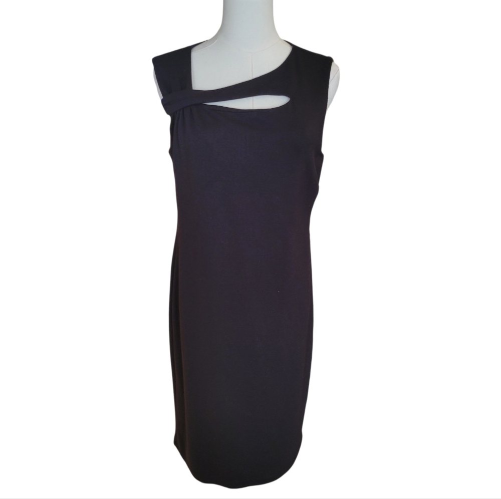 Carmen Marc Valvo Black Sleeveless‎ Ponte Knit Dress Size 10